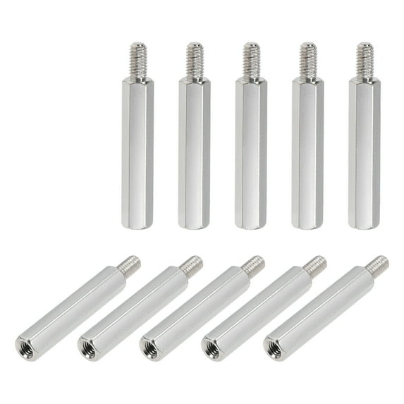 Unique Bargains M3 x 25 mm + 6 mm Male to Female Hex Nickel Plated Spacer Standoff 20 Pcs