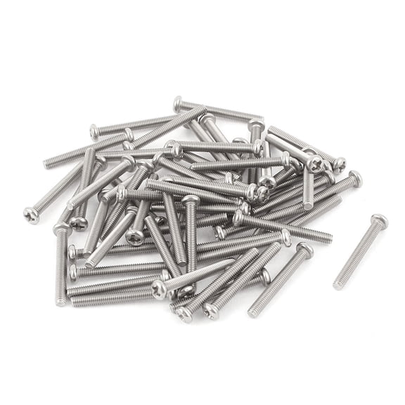 Unique Bargains M3 x 25mm 304 Stainless Steel Crosshead  Pan Head Screws Bolt 60pcs