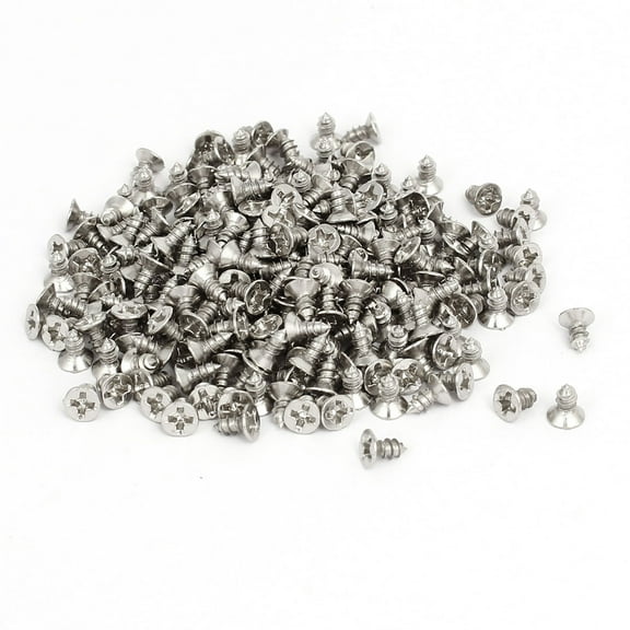 Unique Bargains M3 x 6mm Flat Head Self Tapping Screws Silver Tone 260Pcs Metal
