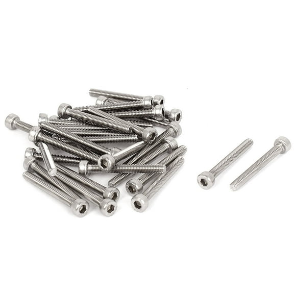 Unique Bargains M3x25mm Stainless Steel Hex Socket Head Cap Machine Screws 0.5mm Pitch (30-pack)