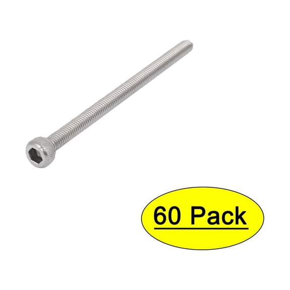 Unique Bargains M3x45mm Thread 304 Stainless Steel Hex Socket Head Cap Screw Bolt DIN912 60pcs
