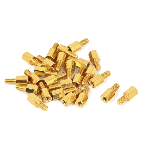 Unique Bargains M3x6+6mm Female/Male Threaded Brass Hex Standoff Spacers Spacer Coupler Nut 25Pcs