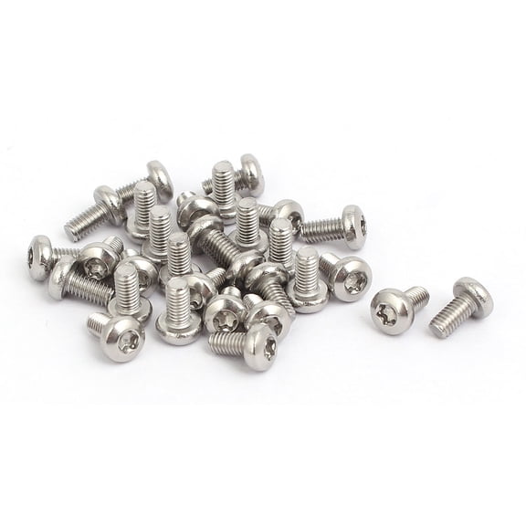 Unique Bargains M3x6mm 304 Stainless Steel Button Head Torx Screws Bolts T10 Drive 30pcs