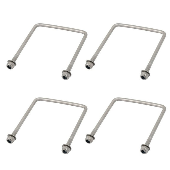 Unique Bargains M4 Thread 70mm Length 304 Stainless Steel Square U Bolt Silver Tone 4pcs