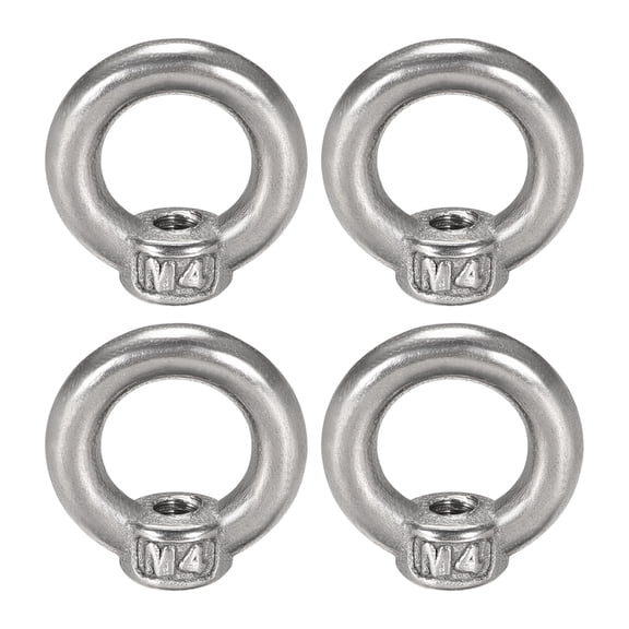 Unique Bargains M4 Thread Dia 304 Stainless Steel Ring Shape Eyed Bolt Lifting Eye Nut 4Pcs
