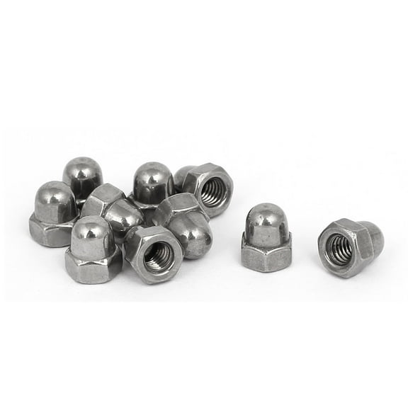 Unique Bargains M4 Thread Dia 316 Stainless Steel Dome Head Cap Acorn Hex Nut Silver Tone 10Pcs