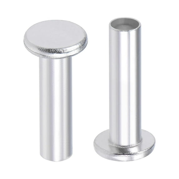 Unique Bargains M4 x 0.63" Flat Head Semi-Tubular Rivets Aluminum Silver Tone 100 Pcs