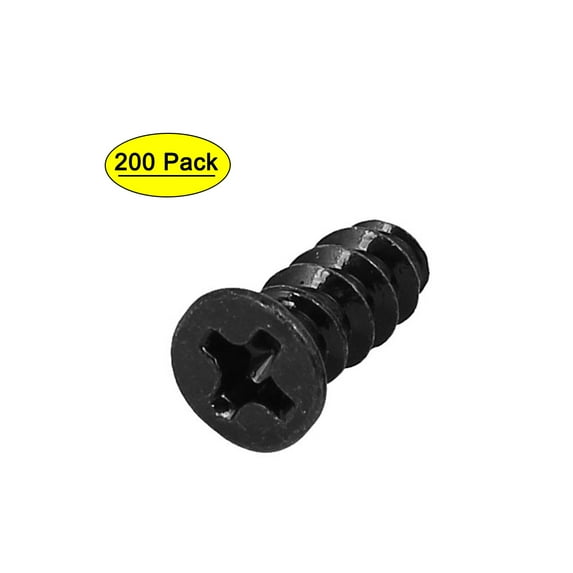 Unique Bargains M4 x 10mm Black Zinc Plated Computer PC Case Fan Screw 200Pcs