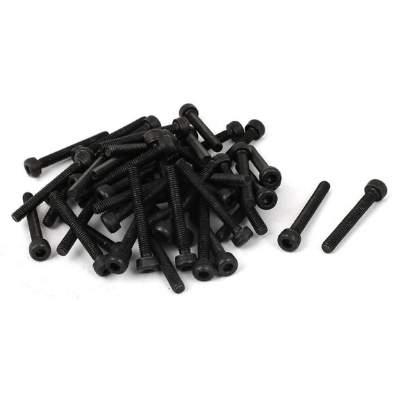 Unique Bargains M4 x 30mm Carbon Steel Hex Socket Cap Head Screws Bolts Fastener Black 50 Pcs