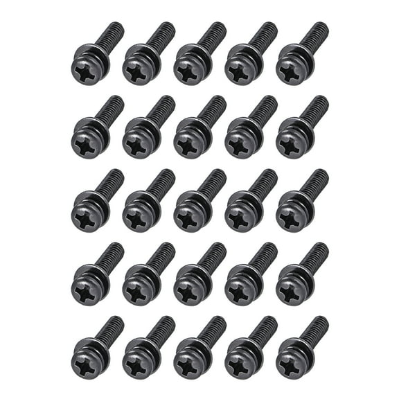 Unique Bargains M4 x 35mm Carbon Steel Phillips Pan Head Machine Screws Bolts Combine with Spring Washer and Plain Washers 25pc