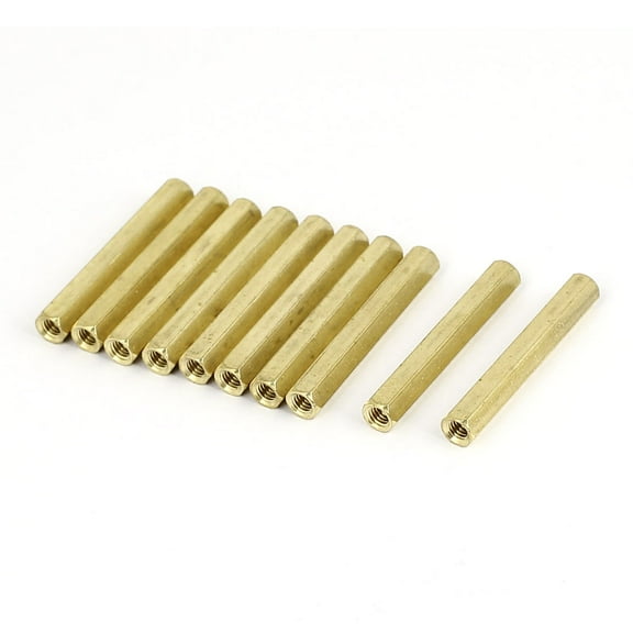 Unique Bargains M4 x 40mm Female Thread Brass Hex Standoff Spacers Rod Spacer Coupler Nut 10Pcs