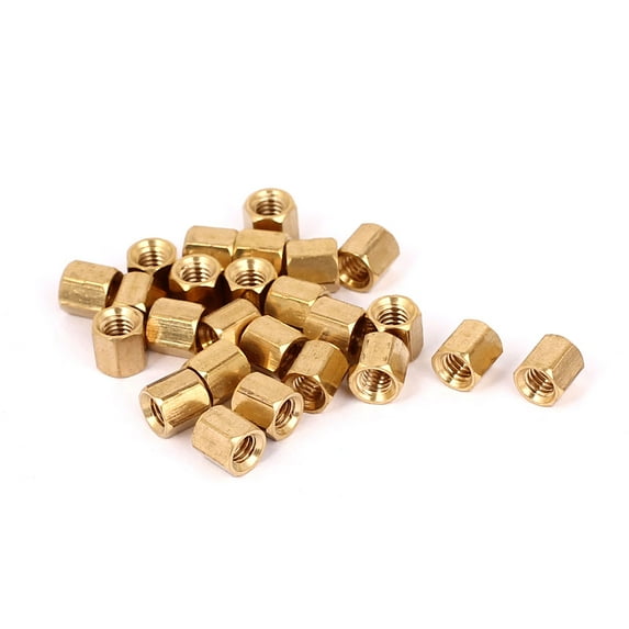 Unique Bargains M4 x 6mm Female Threaded Brass Hex Standoff Spacers Rod Spacer Coupler Nut 25Pcs