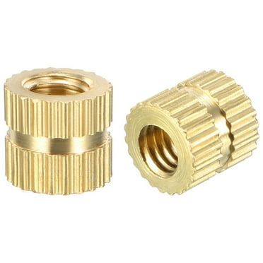Unique Bargains M4 x 6mm(L) x 6.4mm(OD) Brass Knurled Threaded Insert Embedment Nuts 200Pcs