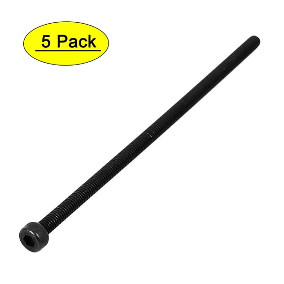 Unique Bargains M4X100mm Fully Thread Hex Socket Head Knurled Cap Screw Bolt Black 5Pcs Alloy Steel