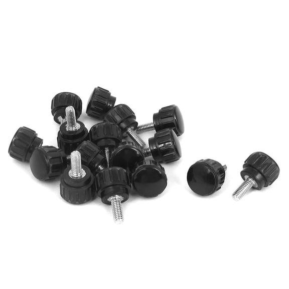Unique Bargains M4x10mm Male Threaded Plastic Round Head Screw On Type Clamping Knob Grip 16pcs