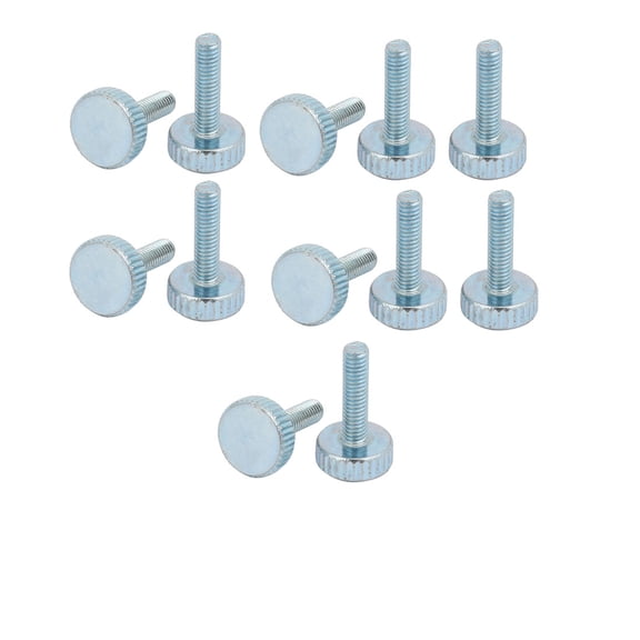 Unique Bargains M4x16mm Thread Zinc Plated Knurled Round Head Thumb Screws Silver Blue 12pcs