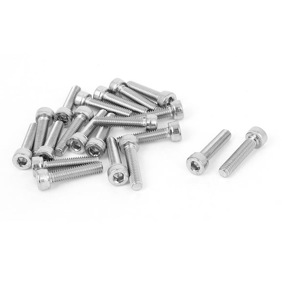 Unique Bargains M4x18mm Stainless Steel Socket Cap Screws Hex Drive Keys 7mm Head Diameter 20pcs