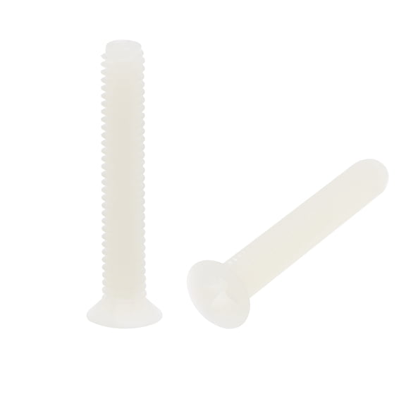Unique Bargains M4x25mm Threaded Nylon Screws, Phillips Cross Flat Head Machine Screws Bolts, 100Pcs