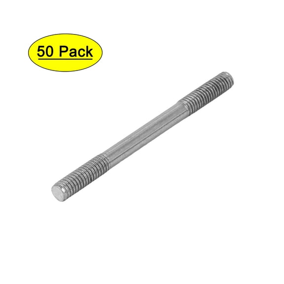 Unique Bargains M4x50mm 304 Stainless Steel Double End Threaded Stud Screw Bolt 50pcs