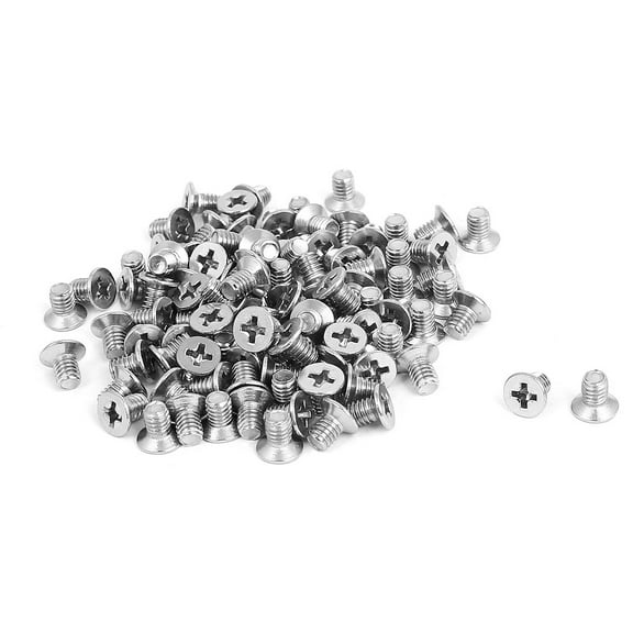 Unique Bargains M4x6mm Stainless Steel Countersunk Flat Head Cross Screw Bolts 100pcs