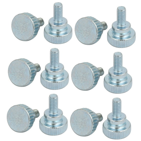 Unique Bargains M4x8mm Carbon Steel Flat Knurled Head Fully Threaded Thumb Screw Bolt 12pcs
