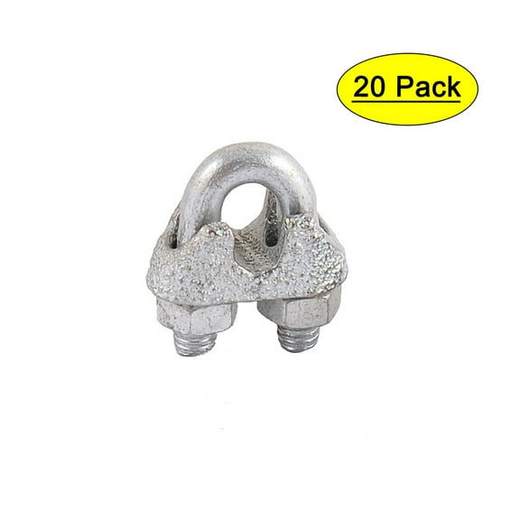 Unique Bargains M5 5mm 3/16" Metal Wire Rope Saddle Cable Clamps Clips 20Pcs Silver Tone