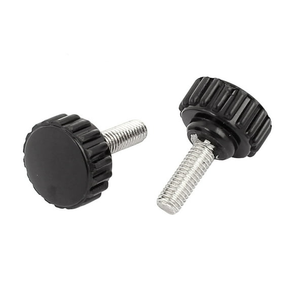 Unique Bargains M5 x 14mm Thread Screw On Round Head Knurled Clamping Knob 2pcs