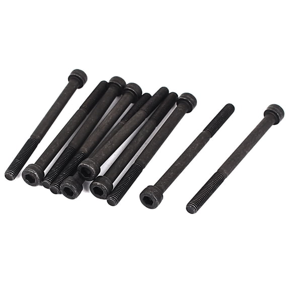 Unique Bargains M5x65mm 12.9 Alloy Steel Hex Socket Screws Partially Threaded Bolt Black 10Pcs