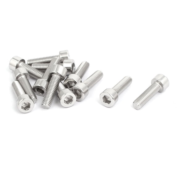 Unique Bargains M5X18mm 316 Stainless Steel Fully Thread Hex Socket Cap Screw Bolt 12pcs