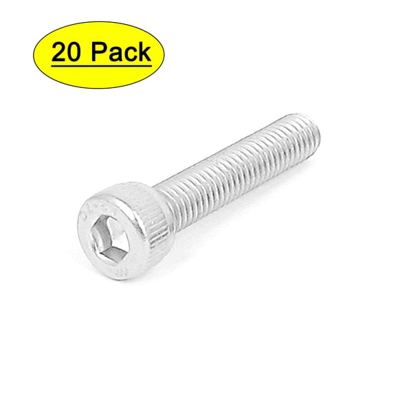 Unique Bargains M5x25mm Thread 304 Stainless Steel Hex Bolt Socket Head Cap Screws 20Pcs