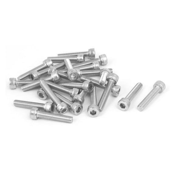 Unique Bargains M5x25mm Thread 304 Stainless Steel Hex Socket Head Cap Screw Bolt DIN912 25Pcs