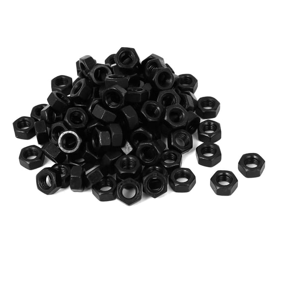 Unique Bargains M6 Carbon Steel Grade 8 Hexagon Hex Nut Black 100Pcs