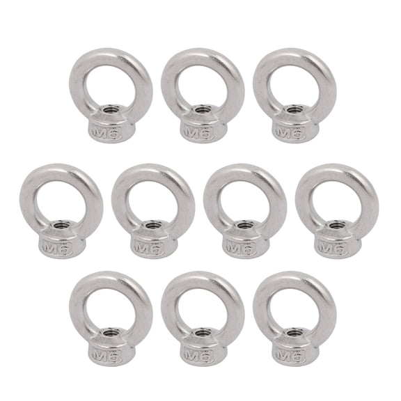 Unique Bargains M6 Female Thread 304 Stainless Steel Ring Shaped Lifting Eye Nut 10Pcs