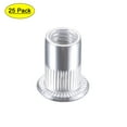 thumbnail image 1 of Unique Bargains M6 Rivet Nuts Aluminium Alloy Knurled Flat Head Threaded Insert Nut Silver 25Pcs, 1 of 5