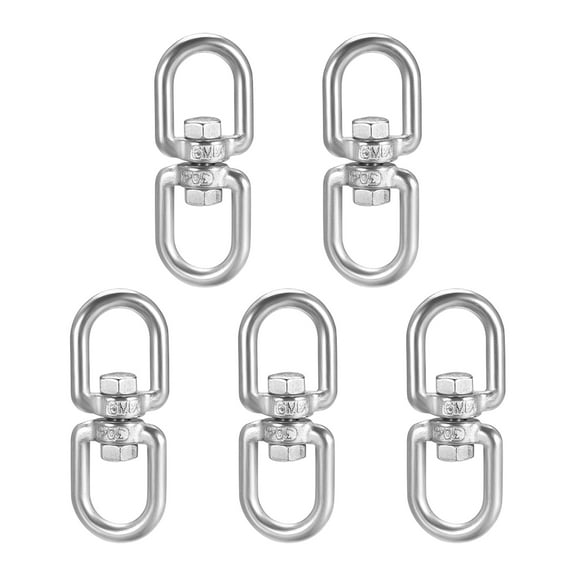 Unique Bargains M6 Swivel Eye Double Ended Round Ring Rotating Hoist Eye to Eye Bolt 5pcs