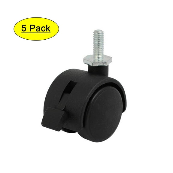 Unique Bargains M6 Thread 1.2-inch Diameter Nylon Wheel Rotary Brake Caster Roller 5pcs
