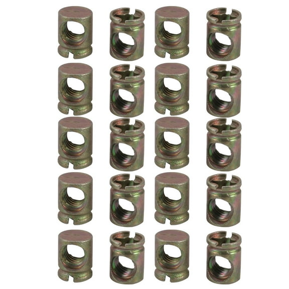 Unique Bargains M6 Thread 11mm Length Iron Drive Cross Dowel Nut (20-Pack)