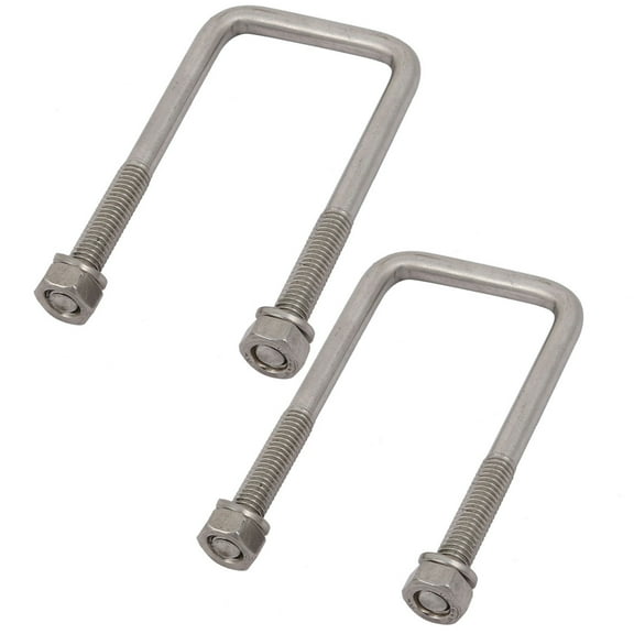 Unique Bargains M6 Thread 35mm Inner Width 304 Stainless Steel Square U Bolt Silver Tone 2pcs