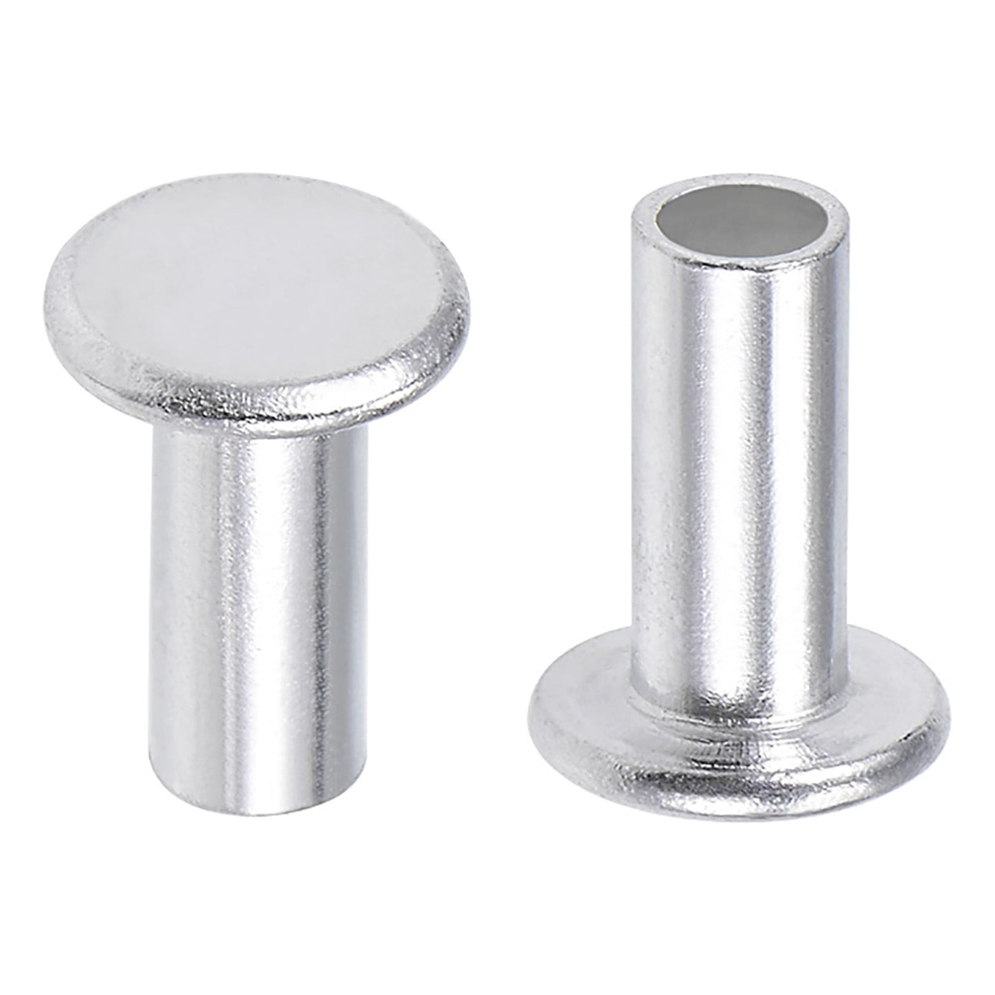 200pcs Aluminum Flat Head Semi-Tubular Rivets - 0.16" X 0.71" (DxH) Silver Rivets For Craft & Repair - View #4