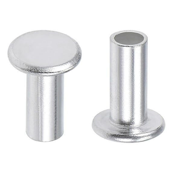 Unique Bargains M6 x 0.55" Flat Head Semi-Tubular Rivets Aluminum Silver Tone 100 Pcs