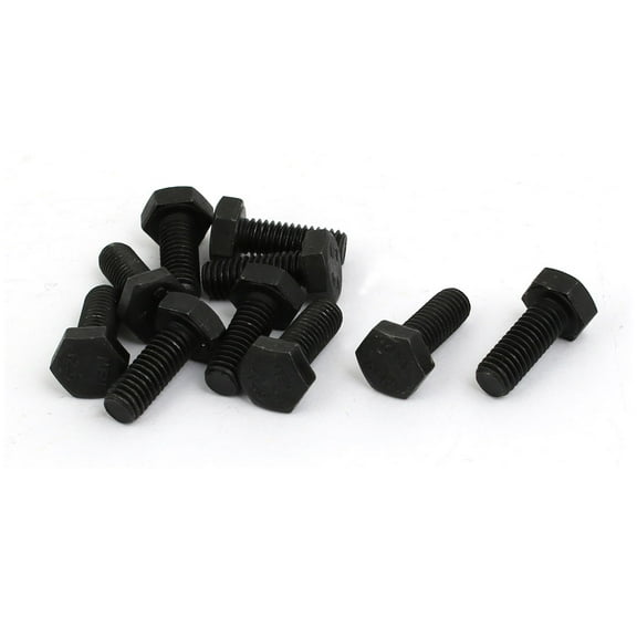 10pcs M6x16mm Thread 12.9 Grade External Hex Head Left Hand Screw Bolt Black
