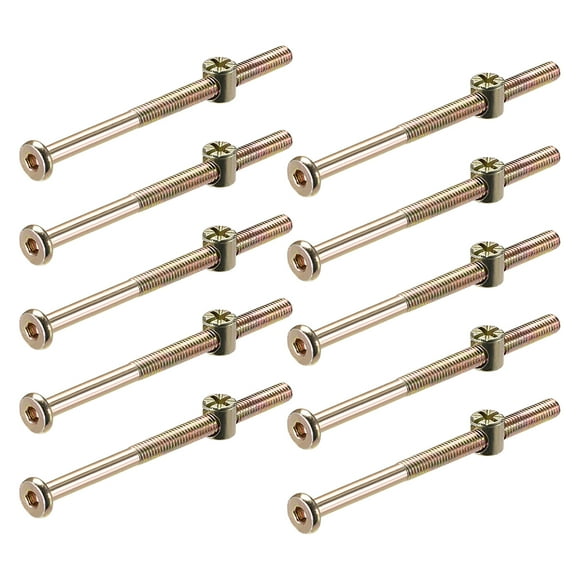 Unique Bargains M6 x 3.54'' Furniture Bolts Nut Set Hex Socket Screw with Barrel Nuts Phillips-Slotted 10Sets