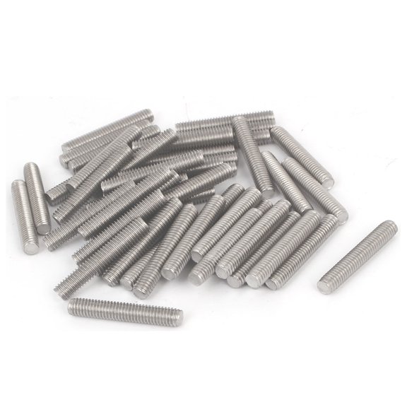 Unique Bargains M6 x 35mm 1mm Thread Pitch 304 Stainless Steel Rod Bar Studs Silver Tone 50Pcs