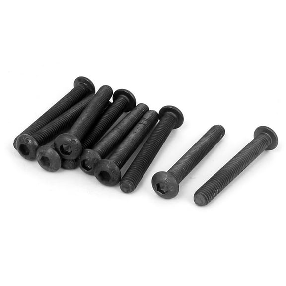 Unique Bargains M6 x 45mm Alloy Steel Hex Socket Button Head Machine Screws Black (10-pack)