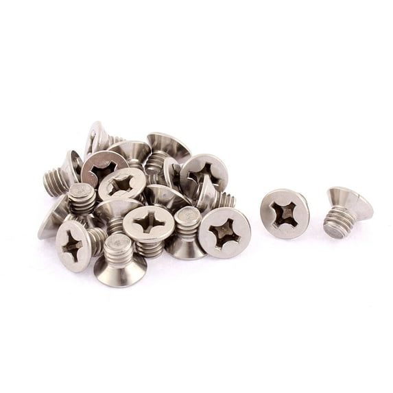 Unique Bargains M6 x 8mm Head Stainless Steel Countersunk Bolts Machine Screws 20pcs