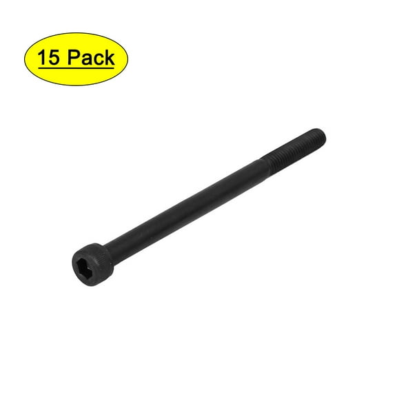 Unique Bargains M6 x 90mm Alloy Steel 12.9 Grade Cap Point Hex Socket Head Screw Black 15Pcs