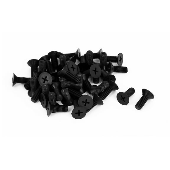 Unique Bargains M6x15mm 1mm Pitch Nylon  Countersunk Head Screws Bolt Black 50Pcs