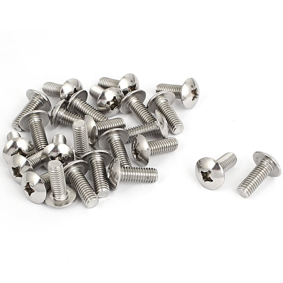 Unique Bargains M6x16mm Stainless Steel Head Machine Screws 25Pcs