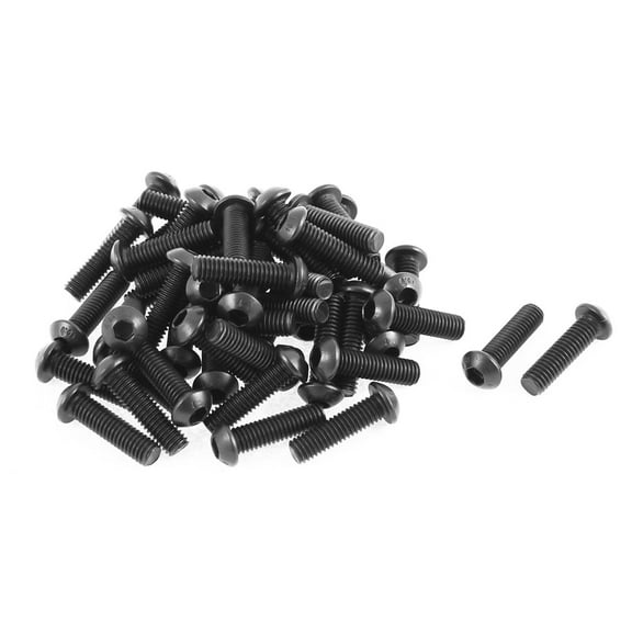 Unique Bargains M6x22mm 10.9 Alloy Steel Button Head Hex Socket Cap Screw Bolt Black (50-pack)