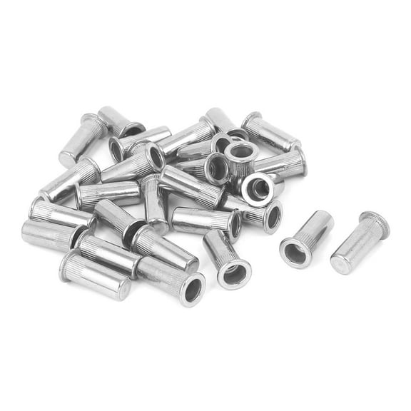 Unique Bargains M6x23mm 304 Stainless Steel Straight Knurled Closed End Rivet Nut Fastener 30Pcs